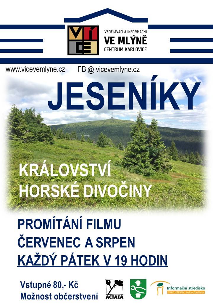 Promítání filmu Jeseníky: Království horské divočiny ve mlýně