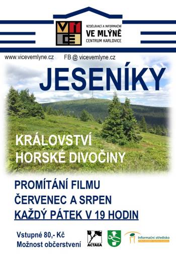 Promítání filmu Jeseníky: Království horské divočiny ve mlýně